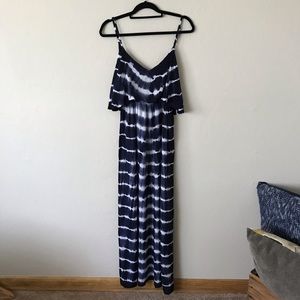 Japna Nordstrom  Tie Dye Blue White Maxi Dress Spaghetti Straps Large
